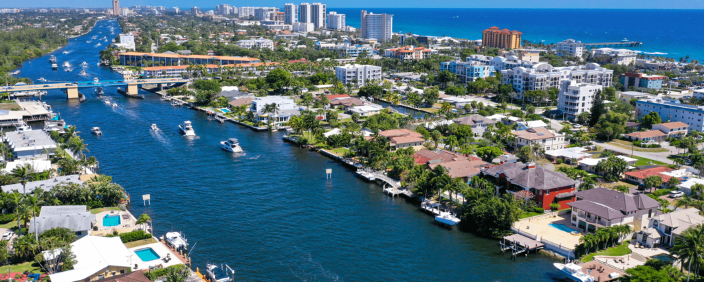 Aerial Deerfield Beach FL, A1A Palm Beach Painters