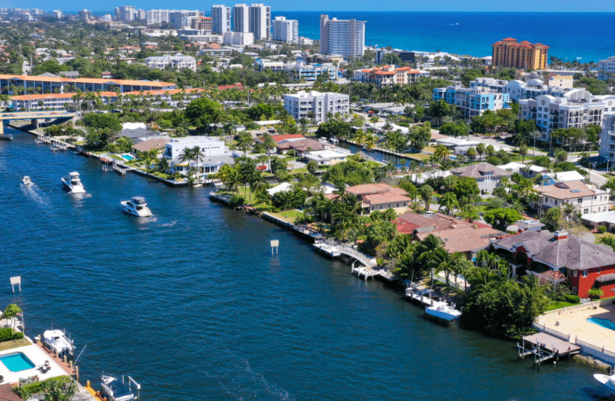 Aerial Deerfield Beach FL, A1A Palm Beach Painters