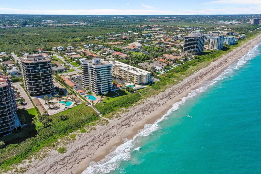 Aerial Juno Beach FL, A1A Palm Beach Painters