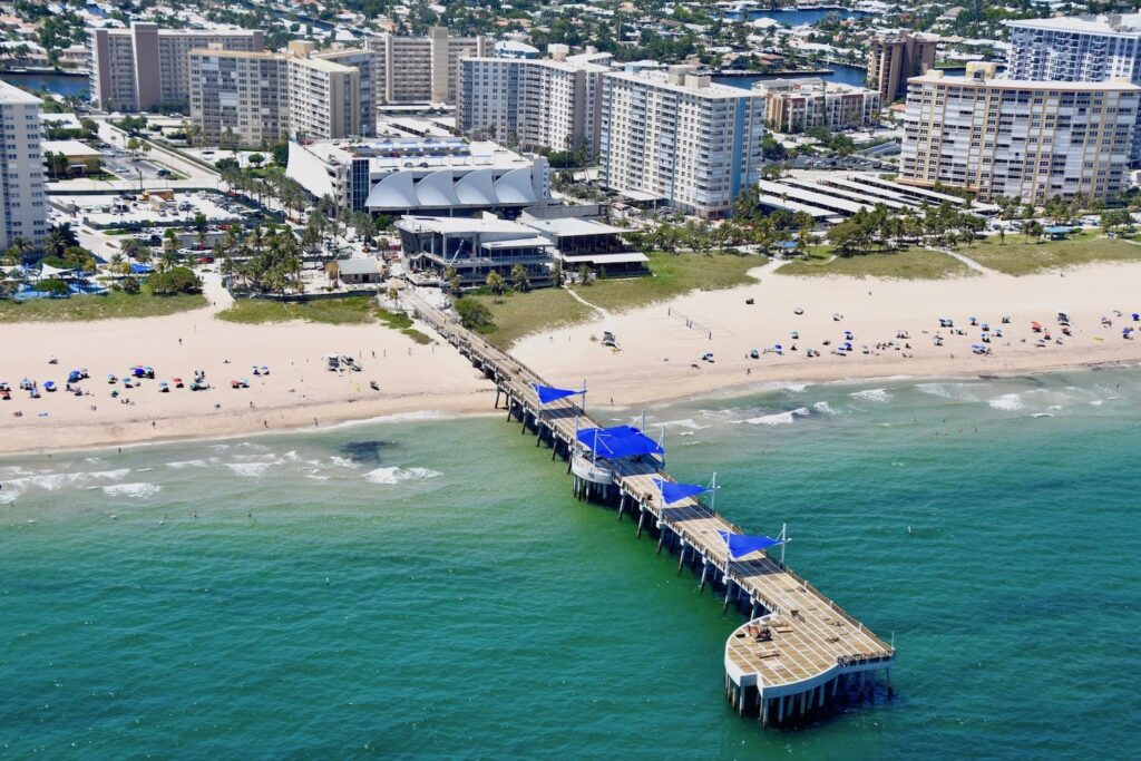 Aerial Pompano Beach FL, A1A Palm Beach Painters